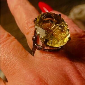 Beautiful lemon quartz gemstone ring.